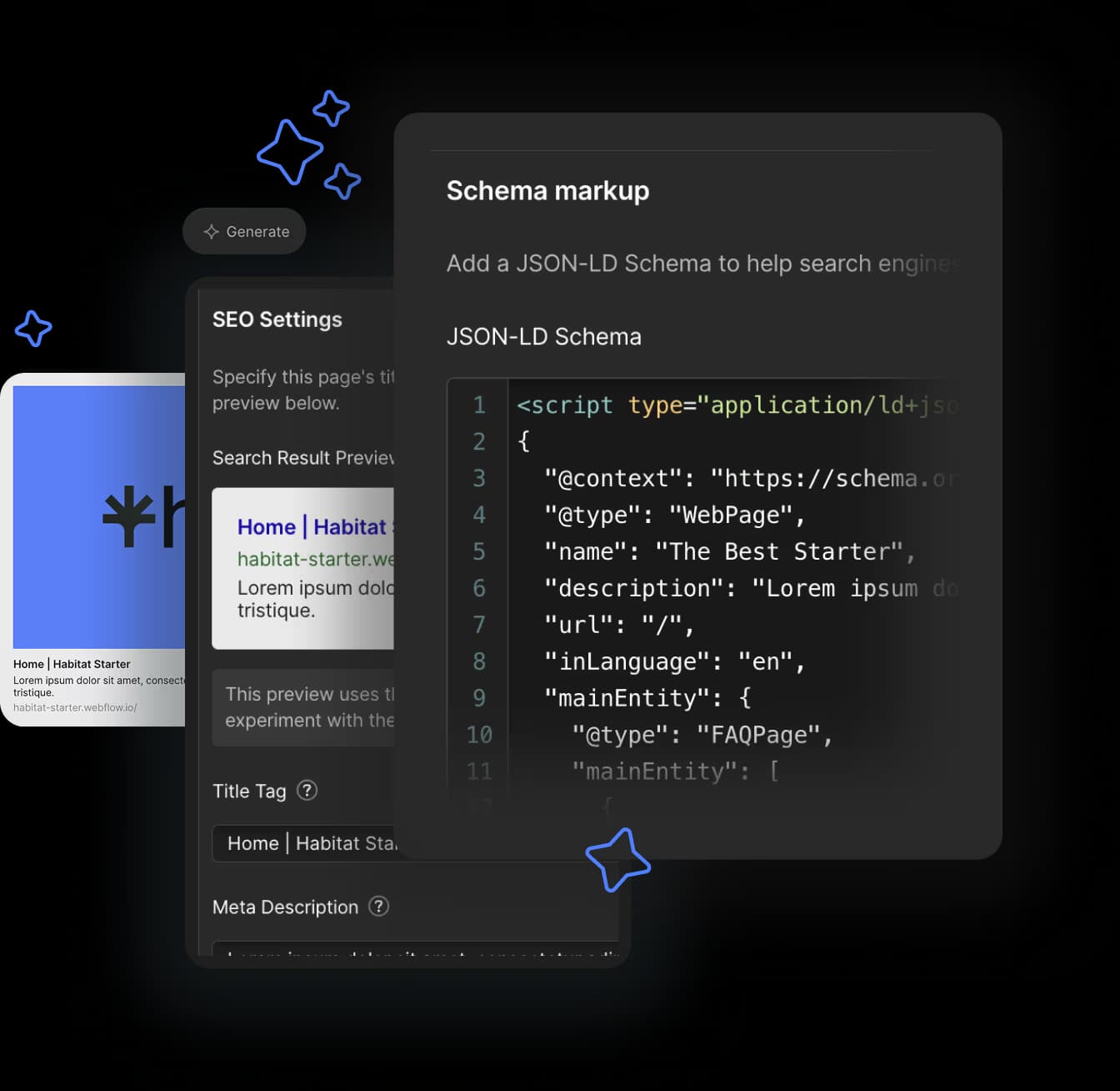 Habitat schema markup and SEO settings for AI visibility