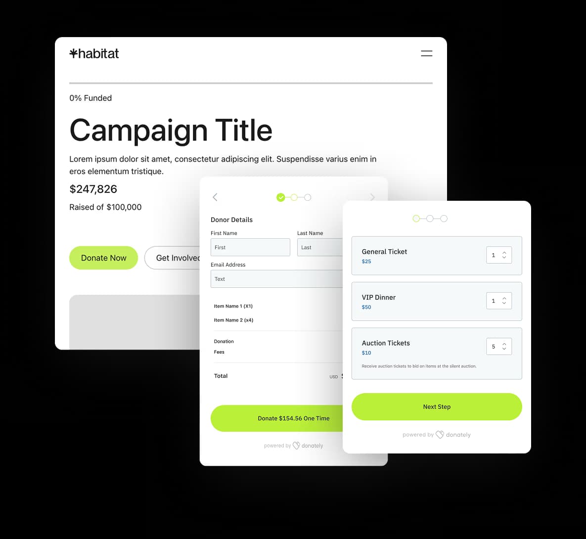 Habitat campaign and donation interface